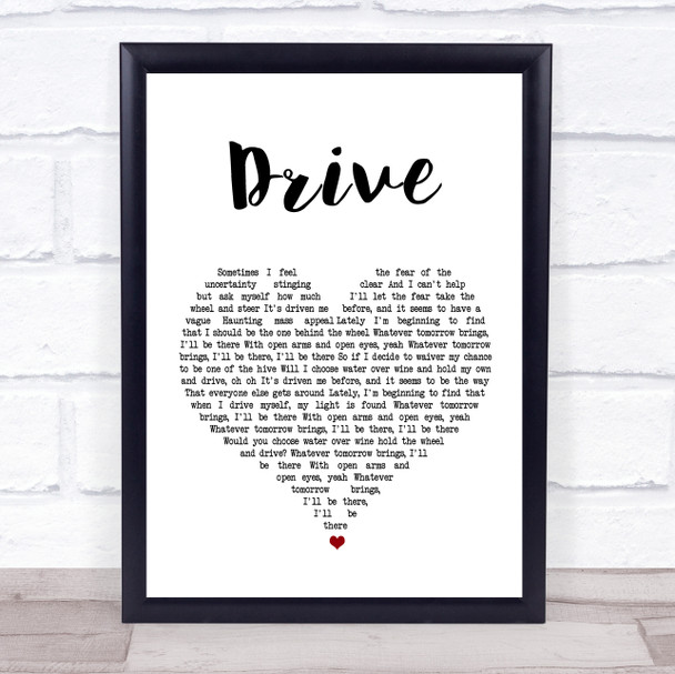 Incubus Drive White Heart Song Lyric Music Wall Art Print