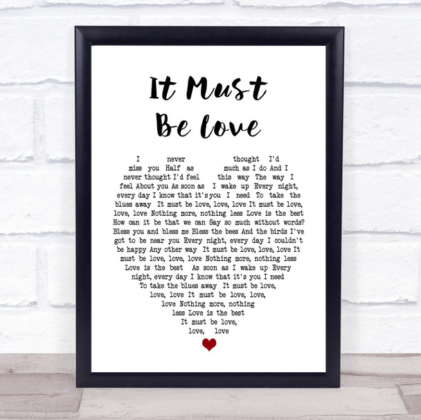 It Must Be Love Madness Heart Song Lyric Music Wall Art Print