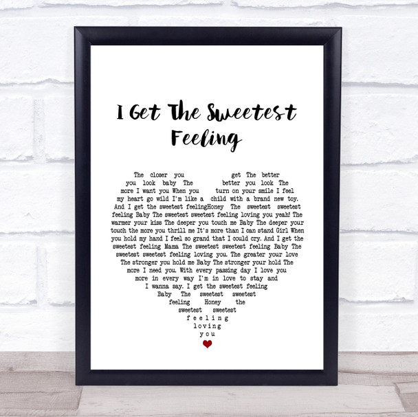 Jackie Wilson I Get The Sweetest Feeling White Heart Song Lyric Music Wall Art Print