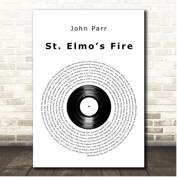 John Parr St. Elmos Fire Vinyl Record Song Lyric Print