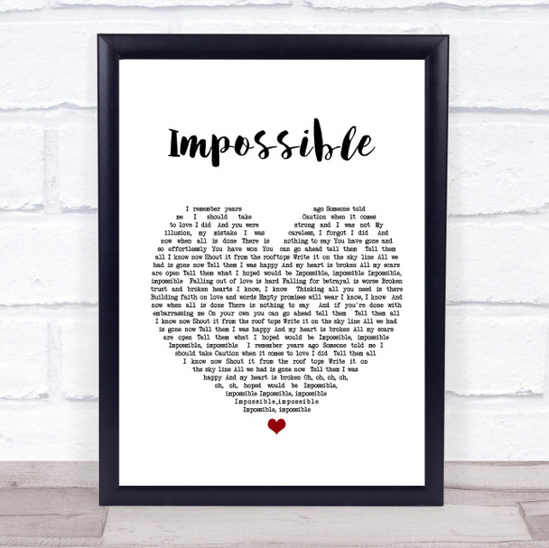 James Arthur Impossible Heart Song Lyric Music Wall Art Print