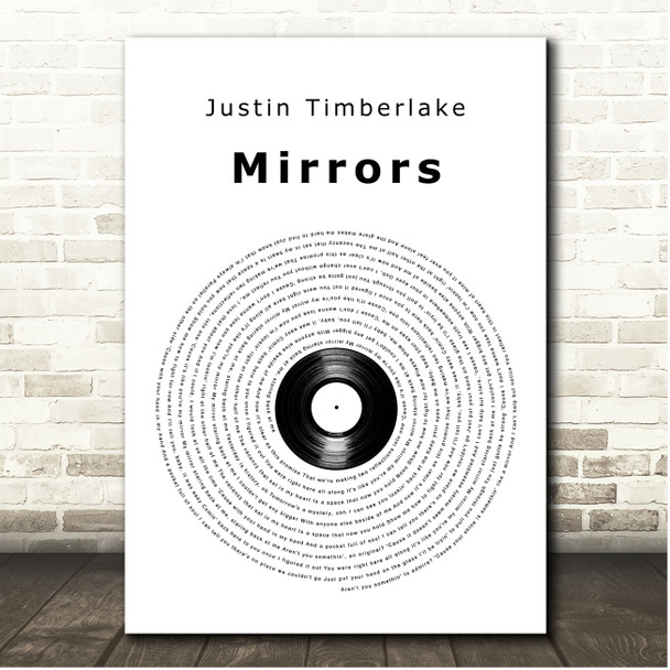 Justin Timberlake Mirrors Vinyl Record Song Lyric Print