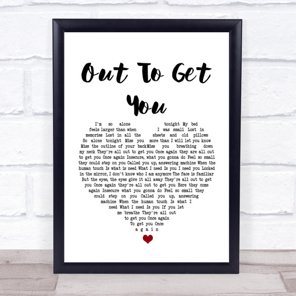 James Out To Get You White Heart Song Lyric Music Wall Art Print