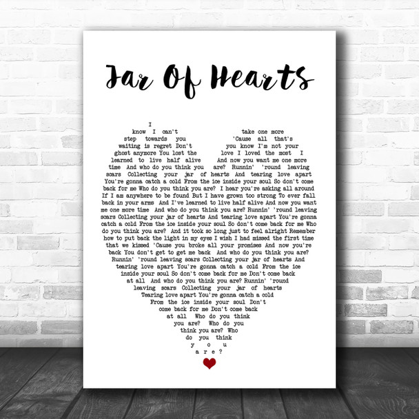 Jar Of Hearts Christina Perri Song Lyric Heart Music Wall Art Print
