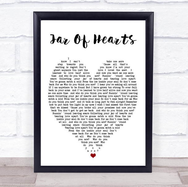 Jar Of Hearts Christina Perri Song Lyric Heart Music Wall Art Print