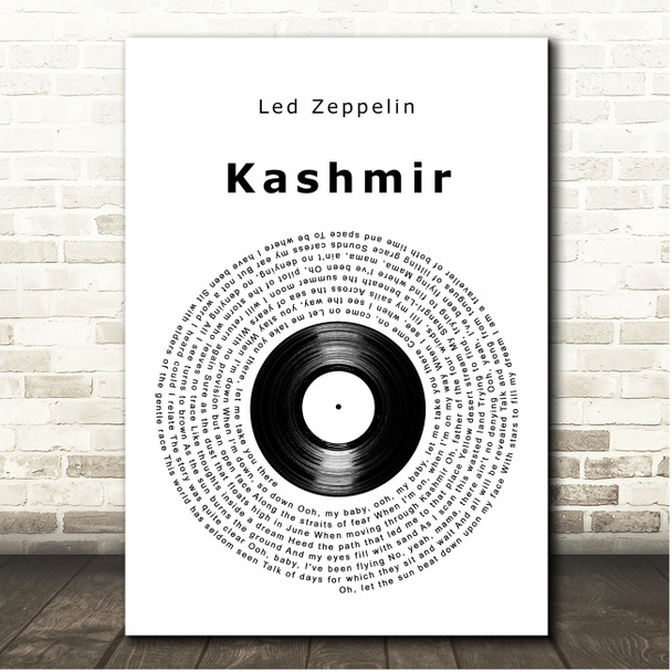Led Zeppelin Kashmir Vinyl Record Song Lyric Print