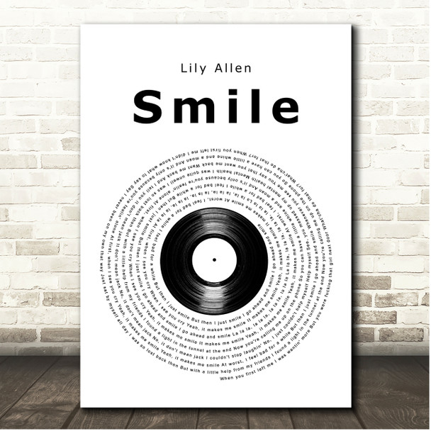 Lily Allen Smile Vinyl Record Song Lyric Print