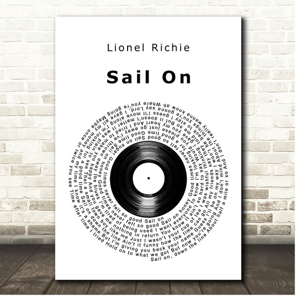 Lionel Richie Sail On Vinyl Record Song Lyric Print