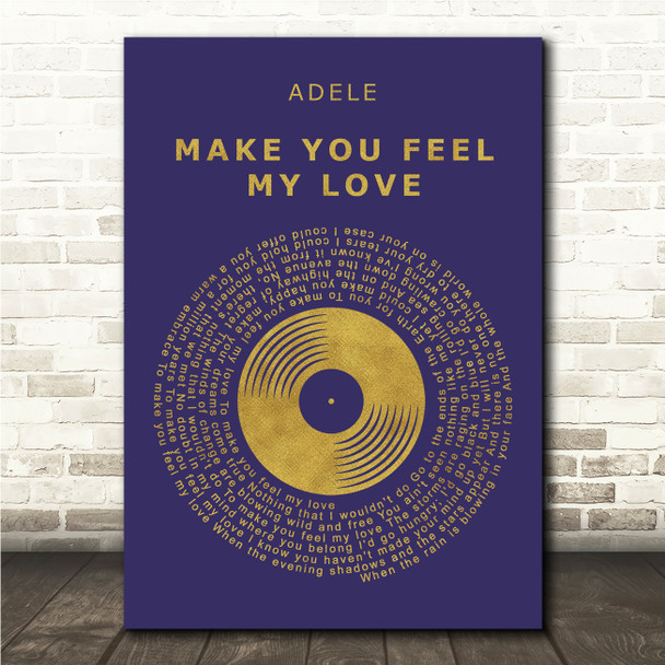 Adele Make You Feel My Love Blue & Copper Gold Vinyl Record Song Lyric Print