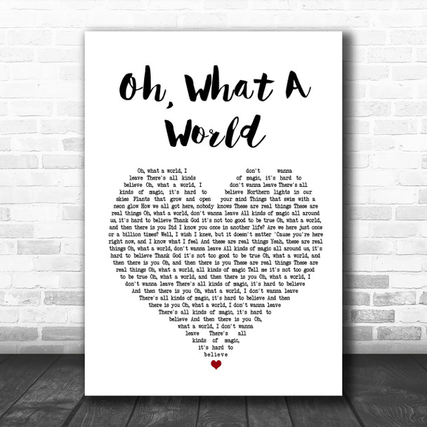 Kacey Musgraves Oh, What A World White Heart Song Lyric Music Wall Art Print