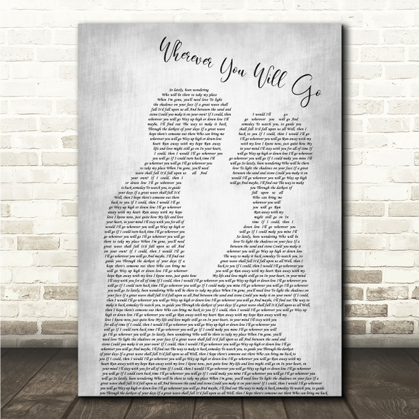 The Calling Wherever You Will Go Grey Man & Lady Song Lyric Print