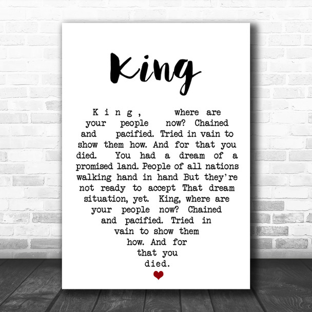 King UB40 Song Lyric Heart Music Wall Art Print