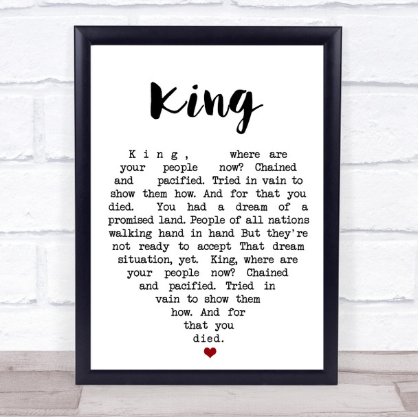 King UB40 Song Lyric Heart Music Wall Art Print