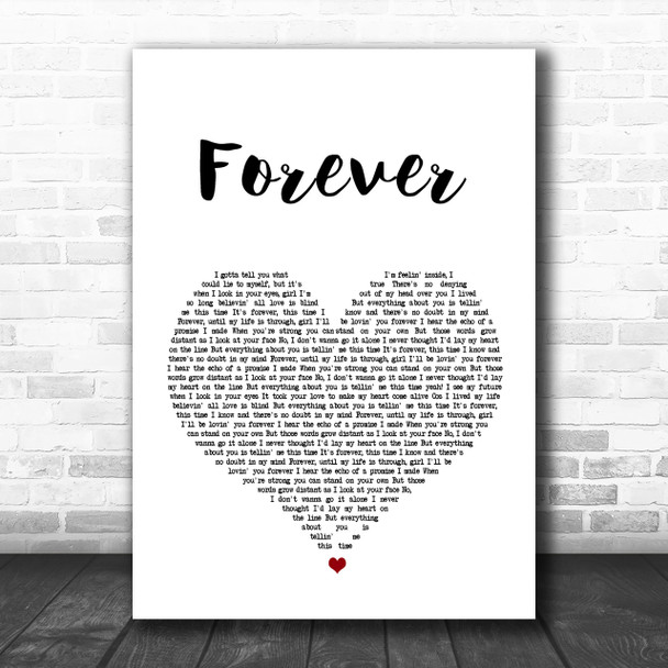 Kiss Forever White Heart Song Lyric Music Wall Art Print