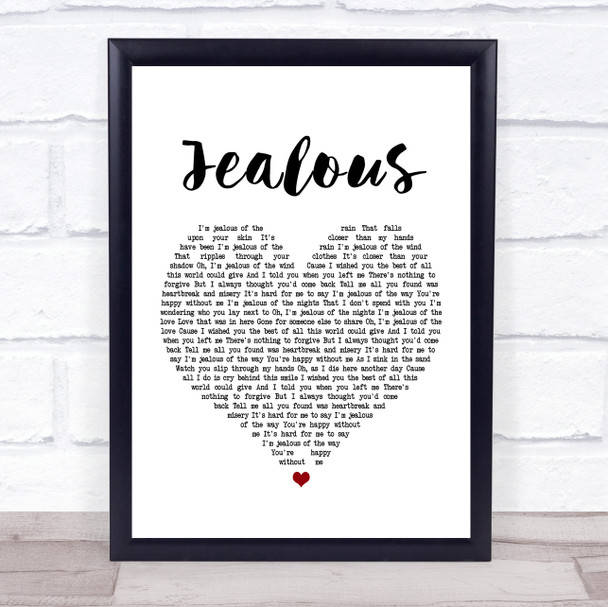 Labrinth Jealous White Heart Song Lyric Music Wall Art Print