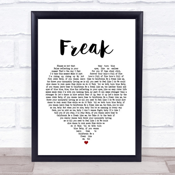 Lana Del Rey Freak White Heart Song Lyric Music Wall Art Print