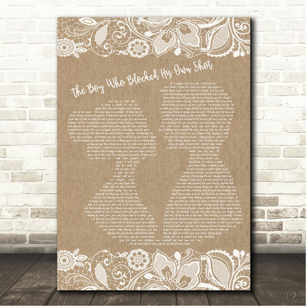 Brand New The Boy Who Blocked His Own Shot Burlap & Lace Song Lyric Print