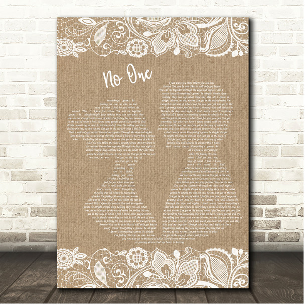 Alicia Keys No One Burlap & Lace Song Lyric Print