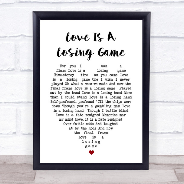 Love Is A Losing Game Amy Winehouse Heart Song Lyric Music Wall Art Print