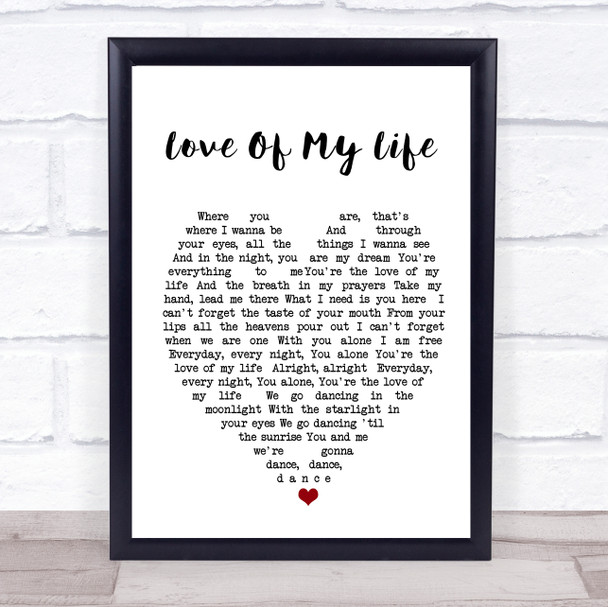 Love Of My Life Santana Heart Song Lyric Music Wall Art Print