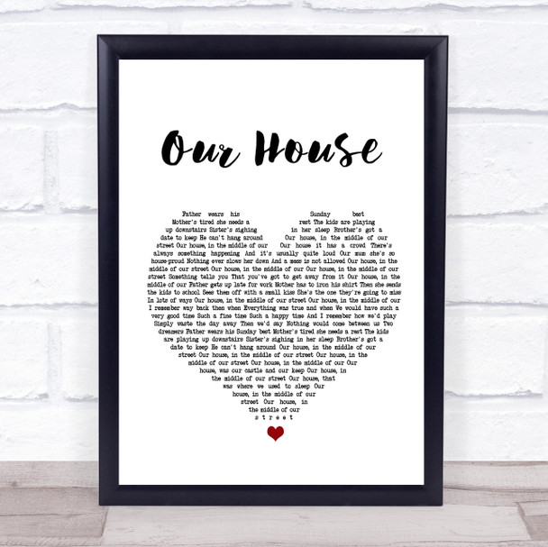 Madness Our House White Heart Song Lyric Music Wall Art Print