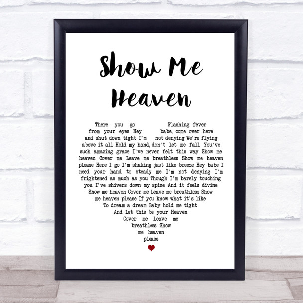 Maria McKee Show Me Heaven White Heart Song Lyric Music Wall Art Print