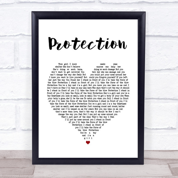 Massive Attack Protection White Heart Song Lyric Music Wall Art Print