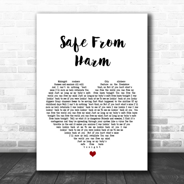 Massive Attack Safe From Harm White Heart Song Lyric Music Wall Art Print