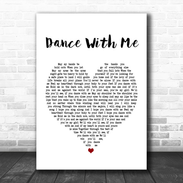 Morgan Evans Dance With Me White Heart Song Lyric Music Wall Art Print