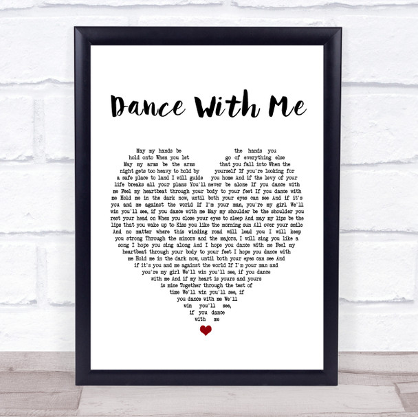 Morgan Evans Dance With Me White Heart Song Lyric Music Wall Art Print