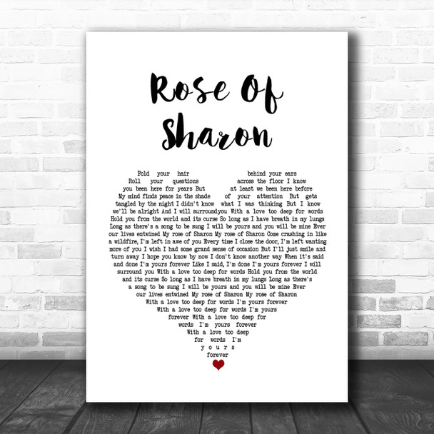 Mumford & Sons Rose Of Sharon White Heart Song Lyric Music Wall Art Print