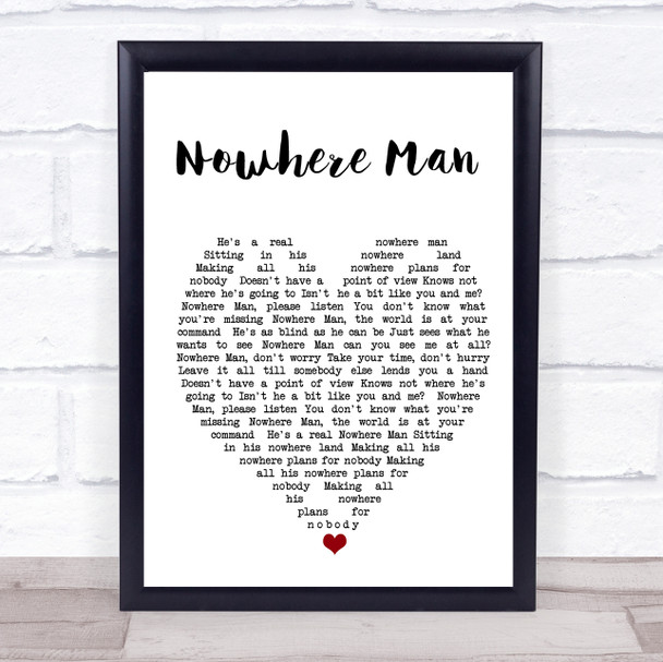Nowhere Man The Beatles Song Lyric Heart Music Wall Art Print