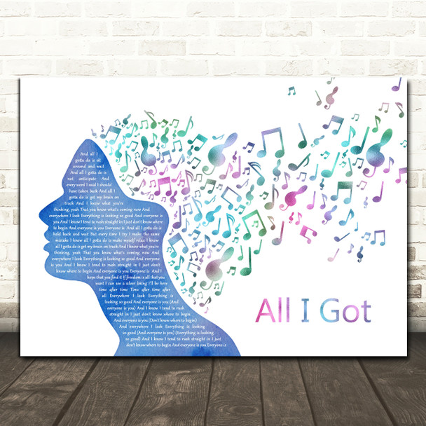 Newton Faulkner All I Got Colourful Music Note Hair Song Lyric Print