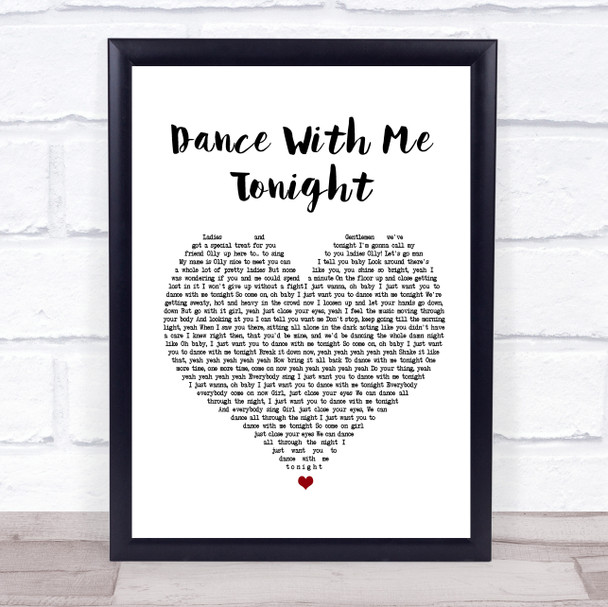 Olly Murs Dance With Me Tonight White Heart Song Lyric Music Wall Art Print