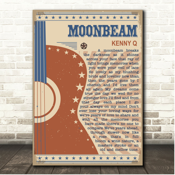 Kenny Q Moonbeam Country Western Festival Guitar Song Lyric Print