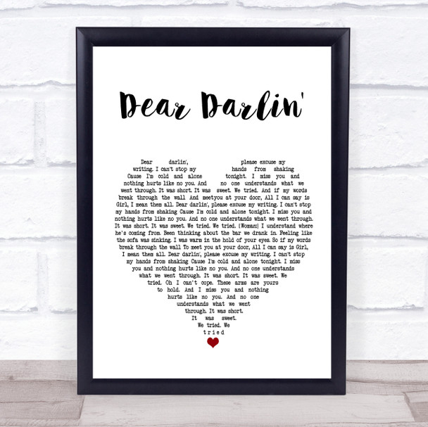 Olly Murs Dear Darlin' White Heart Song Lyric Music Wall Art Print