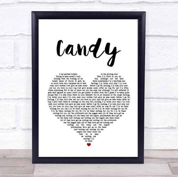 Paolo Nutini Candy White Heart Song Lyric Music Wall Art Print