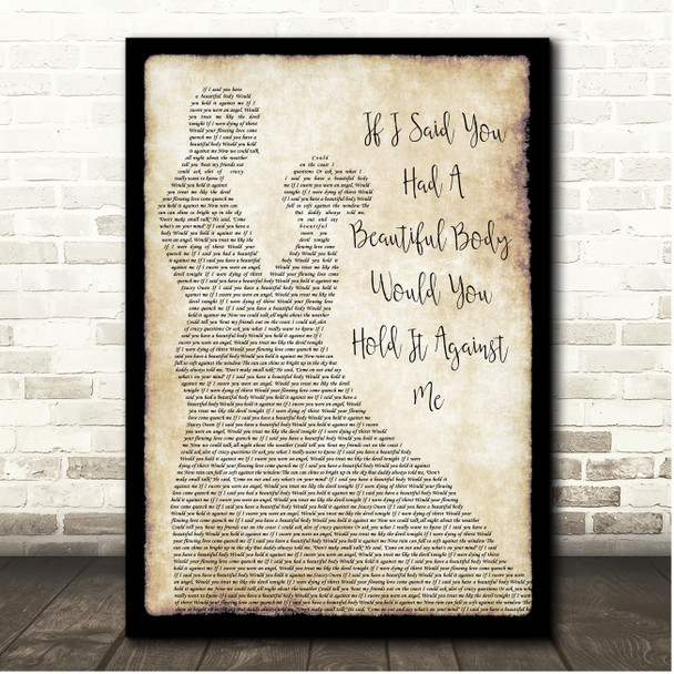 The Bellamy Brothers If I Said You Had A Beautiful Body Would You Hold It Against Me Couple Dancing Song Lyric Print