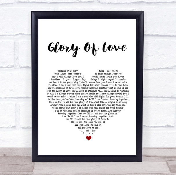 Peter Cetera Glory Of Love White Heart Song Lyric Music Wall Art Print