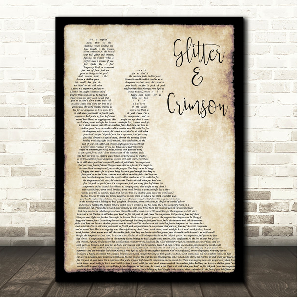 All Time Low Glitter & Crimson Couple Dancing Song Lyric Print