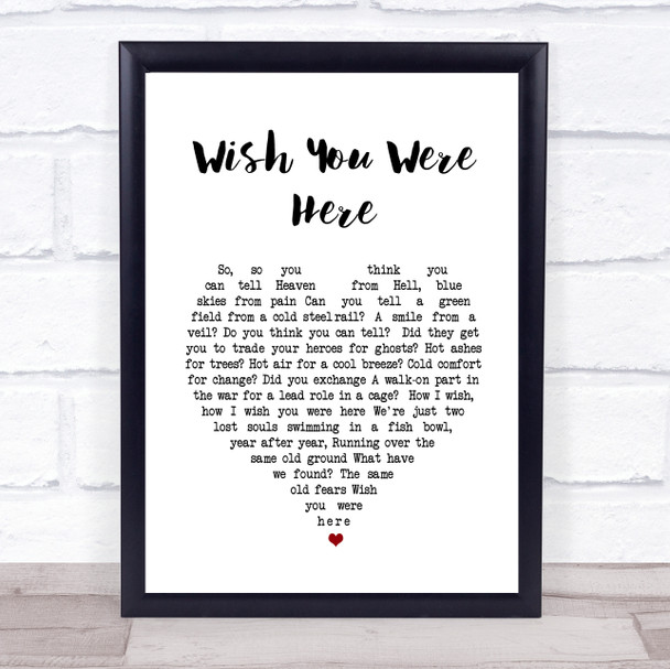 Pink Floyd Wish You Were Here Heart Song Lyric Music Wall Art Print