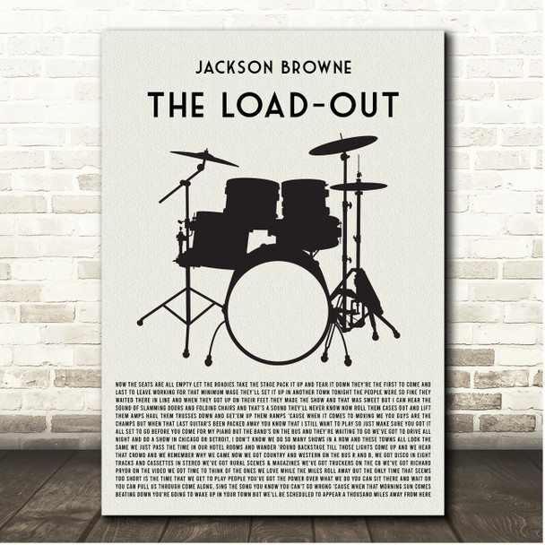 Jackson Browne The Load-Out Drum Kit Black Song Lyric Print