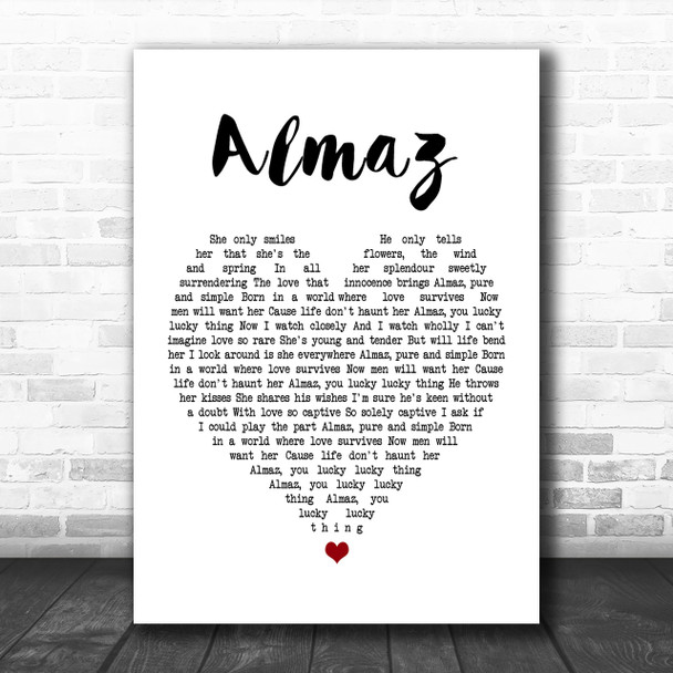 Randy Crawford Almaz White Heart Song Lyric Music Wall Art Print