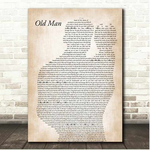 Zach Bryan Old Man Father & Baby Song Lyric Print