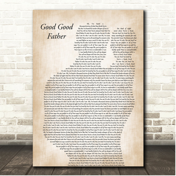 Chris Tomlin Good Good Father Father & Baby Song Lyric Print