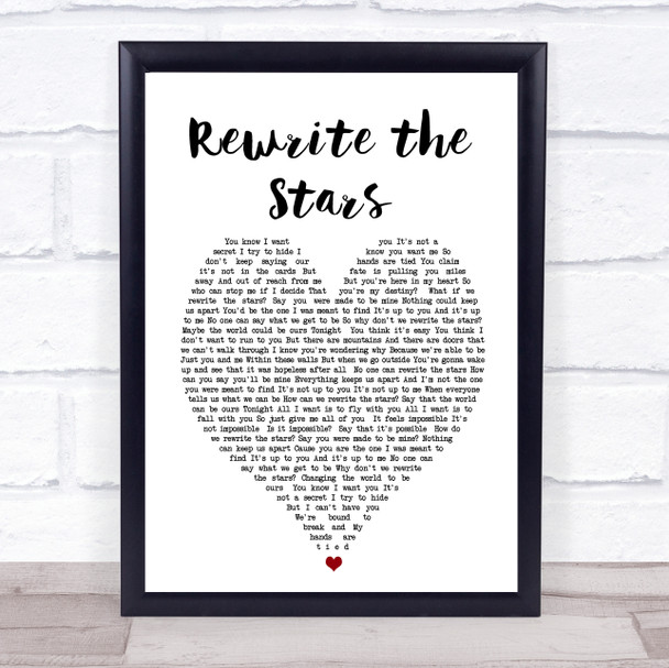 Rewrite The Stars The Greatest Showman Heart Song Lyric Music Wall Art Print