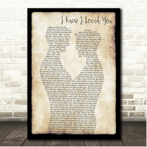 Savage Garden I Knew I Loved You Gay Couple Dancing Song Lyric Print