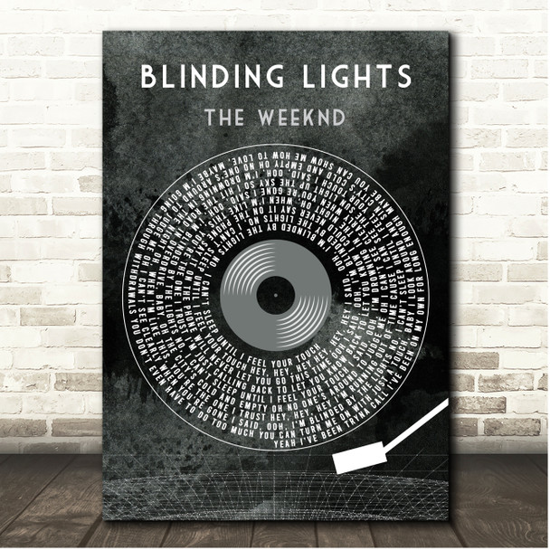 The Weeknd Blinding Lights Grunge Grey Vinyl Record Song Lyric Print