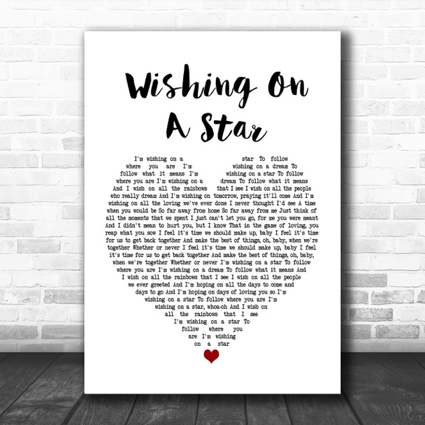 Rose Royce Wishing On A Star White Heart Song Lyric Music Wall Art Print