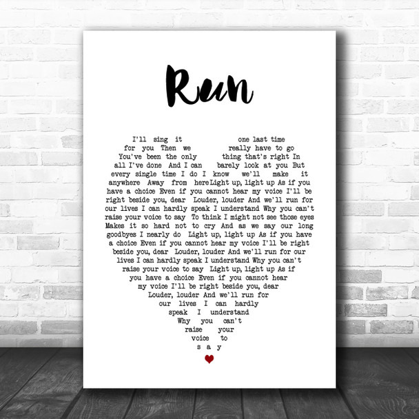 Run Leona Lewis Heart Song Lyric Music Wall Art Print